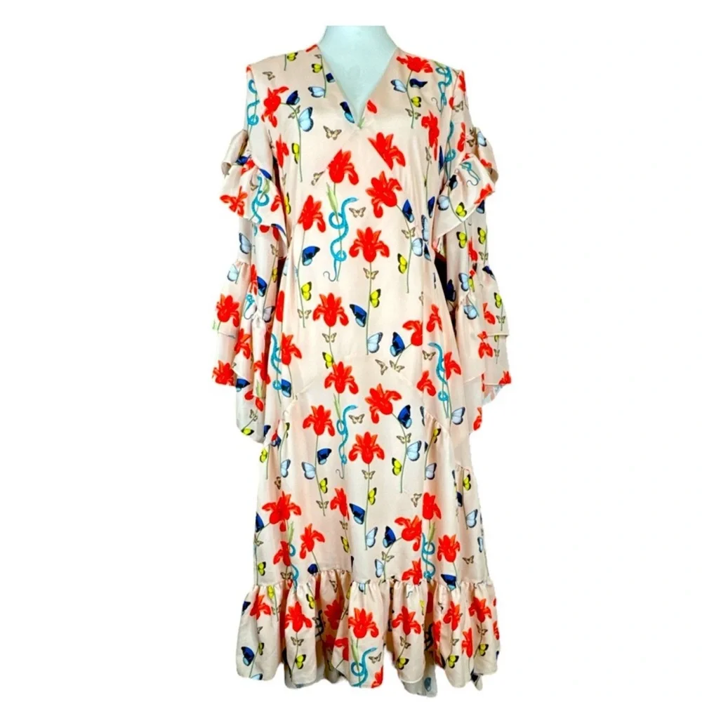 BORGO DE NOR Luna High-Low Midi Dress, Size 10. - Picture 2 of 12